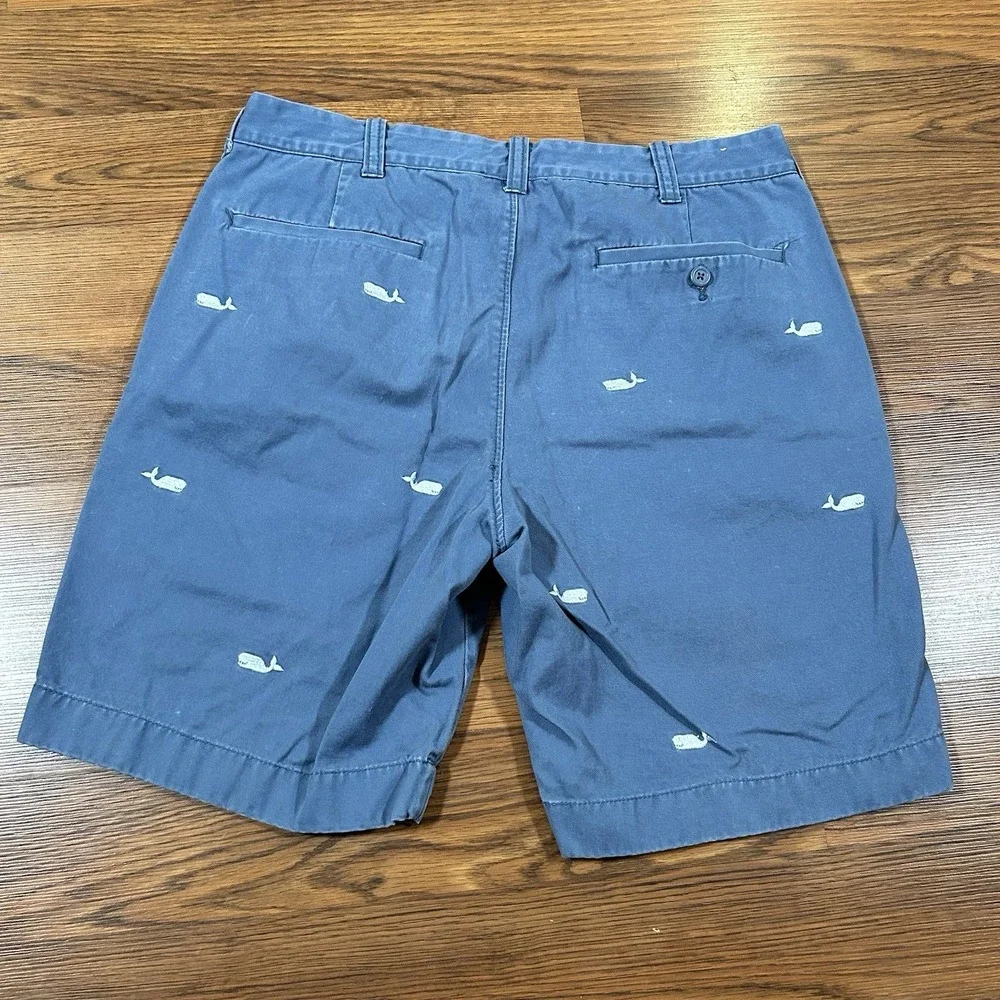 J.Crew Mens Blue Whale Embroidered Chino Shorts Size 33‎ Cotton Nautical Preppy